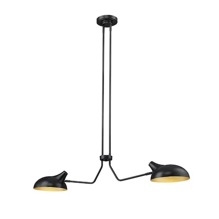 Z-Lite Bellamy Linear Chandelier, 2-Light, 9.5 In.W x 46 In.L x 8.25 In.H, Matte Black/Matte Black Outer 1942-2L-MB